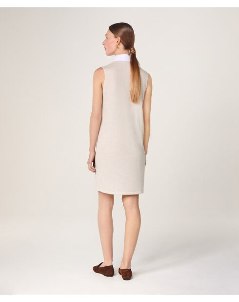 Olga wollen jurk met korte mouwen in ecru wit