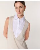 Kurzärmliges Wollkleid Olga in Ecruweiß