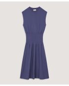 Parma paarse jurk van geribbelde wol met Mila-taille