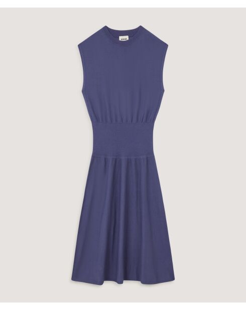 Parma paarse jurk van geribbelde wol met Mila-taille