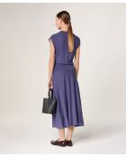 Parma paarse jurk van geribbelde wol met Mila-taille