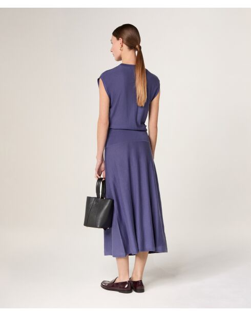 Parma paarse jurk van geribbelde wol met Mila-taille