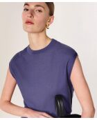 Parma paarse jurk van geribbelde wol met Mila-taille