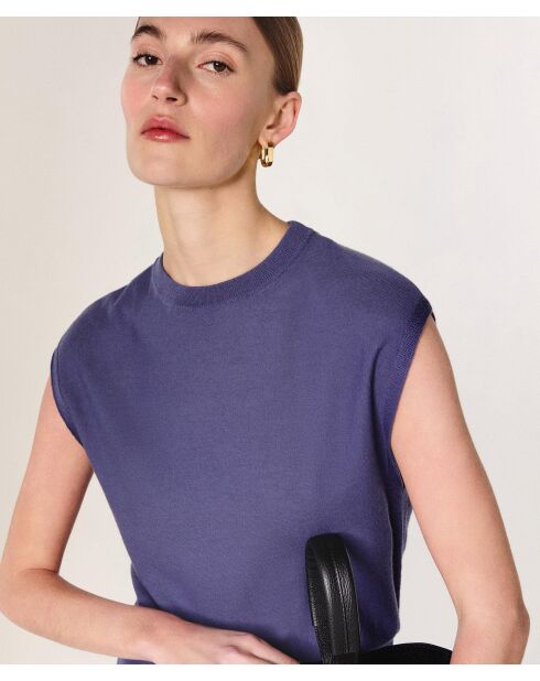 Parma paarse jurk van geribbelde wol met Mila-taille