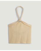 Kawtar zandgele mouwloze top van geknoopt katoen