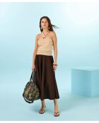 Kawtar zandgele mouwloze top van geknoopt katoen