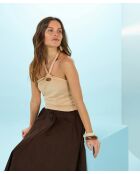 Kawtar zandgele mouwloze top van geknoopt katoen