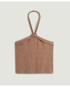 Mokkabruine Kawtar katoenen mouwloze geknoopte top