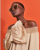 Leïla beiges Top mit U-Boot-Ausschnitt