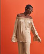 Leïla beiges Top mit U-Boot-Ausschnitt