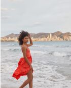 Koraaloranje jurk met dunne bandjes Mariam