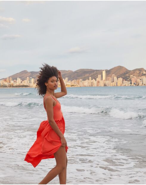 Koraaloranje jurk met dunne bandjes Mariam