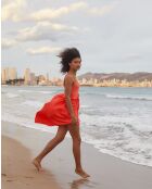 Koraaloranje jurk met dunne bandjes Mariam