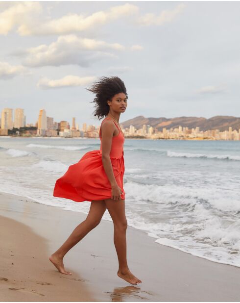 Koraaloranje jurk met dunne bandjes Mariam