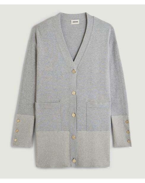 Sira lichtgrijs, recht lang vest van katoen