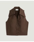 Donkerbruine mouwloze blouse van Sade katoen