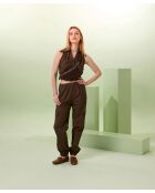 Donkerbruine mouwloze blouse van Sade katoen