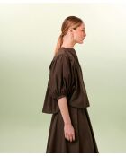 Camicia ampia in cotone Zuri marrone scuro