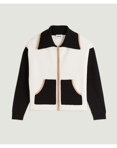 Witte driekleurige jas van Najwa met wijde hals