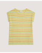 Dasy hellgrünes gestreiftes Kurzarm-T-Shirt aus Baumwolle