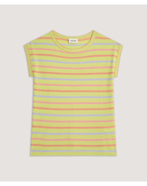 Dasy hellgrünes gestreiftes Kurzarm-T-Shirt aus Baumwolle