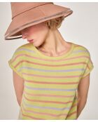 Dasy hellgrünes gestreiftes Kurzarm-T-Shirt aus Baumwolle