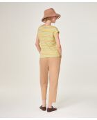 Dasy hellgrünes gestreiftes Kurzarm-T-Shirt aus Baumwolle