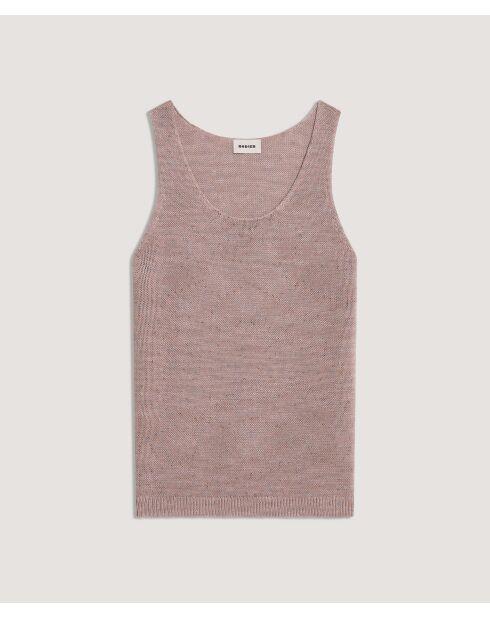 Geripptes Tanktop Wafa in meliertem Beige