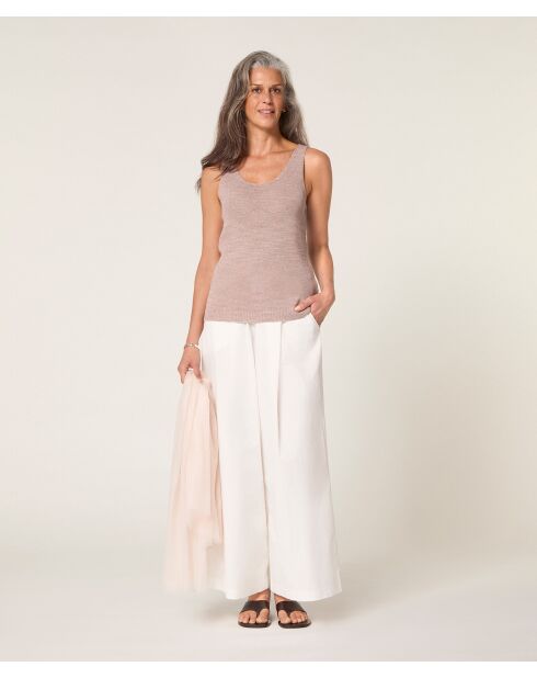 Geripptes Tanktop Wafa in meliertem Beige