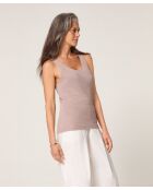 Geripptes Tanktop Wafa in meliertem Beige