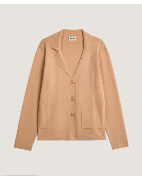 Veste tailleur en coton Ndèye marron chamois