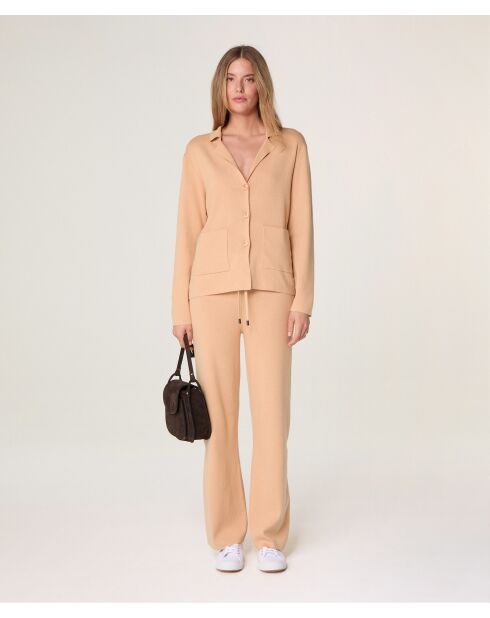 Veste tailleur en coton Ndèye marron chamois