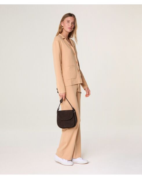 Veste tailleur en coton Ndèye marron chamois