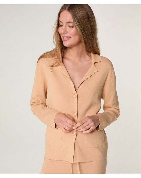 Veste tailleur en coton Ndèye marron chamois