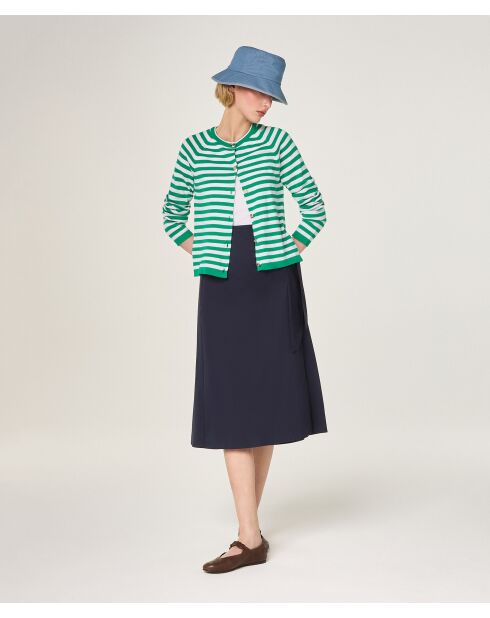 Esche smaragdgrüne gestreifte Weste mit Raglanärmeln