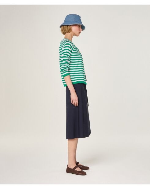 Esche smaragdgrüne gestreifte Weste mit Raglanärmeln