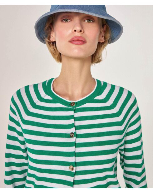 Esche smaragdgrüne gestreifte Weste mit Raglanärmeln