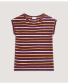 Dasy Dasy Kurzarm-T-Shirt aus Baumwolle mit Streifen, lila