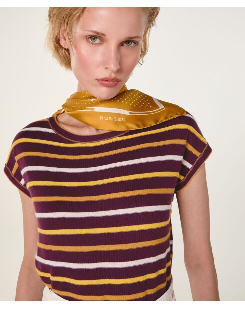 Dasy Dasy Kurzarm-T-Shirt aus Baumwolle mit Streifen, lila