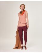 Roze beige Mouna katoenen fantasiegebreide tuniek met V-hals