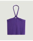 Kawtar paarse katoenen mouwloze geknoopte top