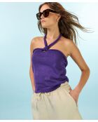 Kawtar paarse katoenen mouwloze geknoopte top
