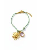 Brazalete chapado en oro #20 turquesa/oro