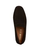 Mocassins en cuir suédé Kosmopolis + Grip brun foncé