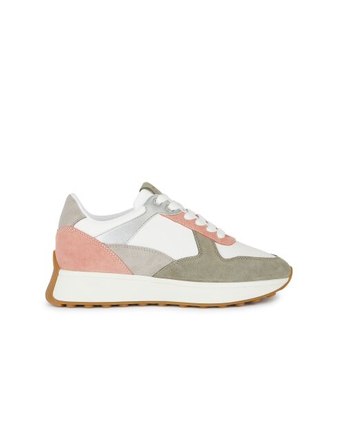 Amabel sneakers van suèdeleer met donkere huid/wit