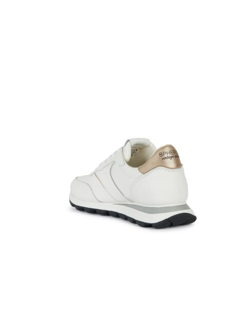 Spherica V-series wit/lichtgouden leren sneakers