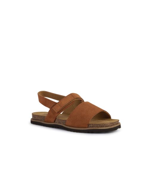 Sandalen Leuca aus Veloursleder in Cognac