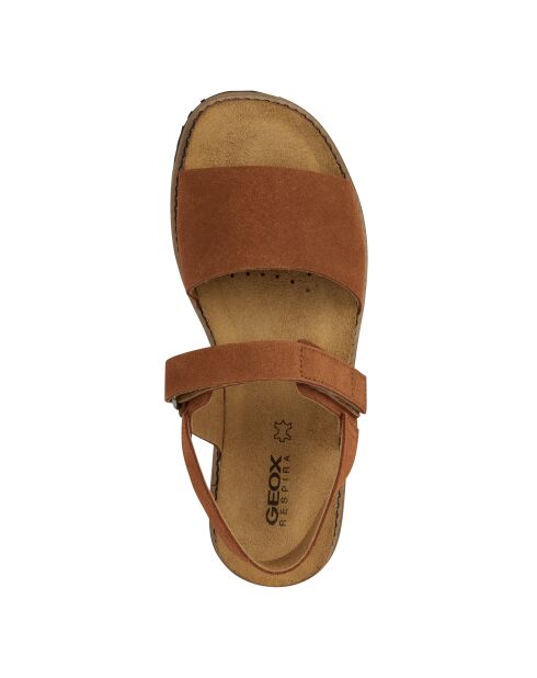 Sandalen Leuca aus Veloursleder in Cognac