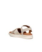 Xan2S sandalen in suèdeleer, licht taupe/lichtgoud