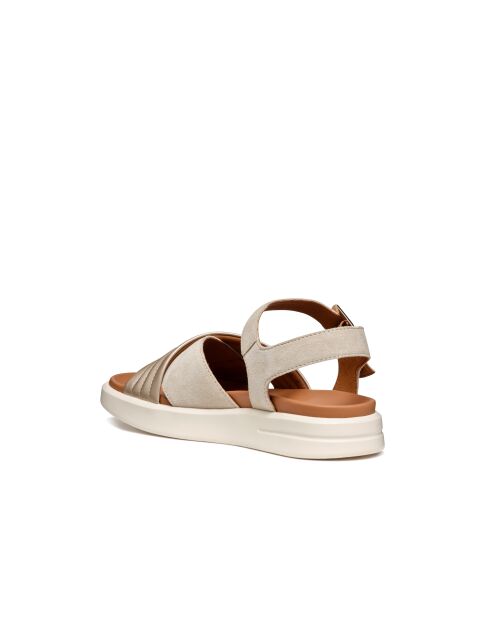Xan2S sandalen in suèdeleer, licht taupe/lichtgoud